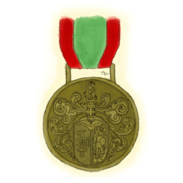 Aquarelle d'un bierzipfel, une médaille portée par tous les membres à tout moment